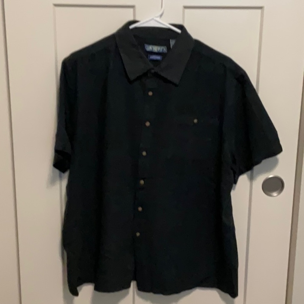 Black Casual Button Down Shirt Relaxed Fit